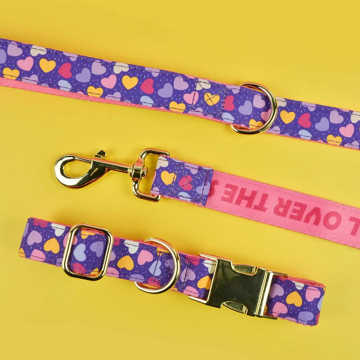 Purple Hearts - Collar and Leash
