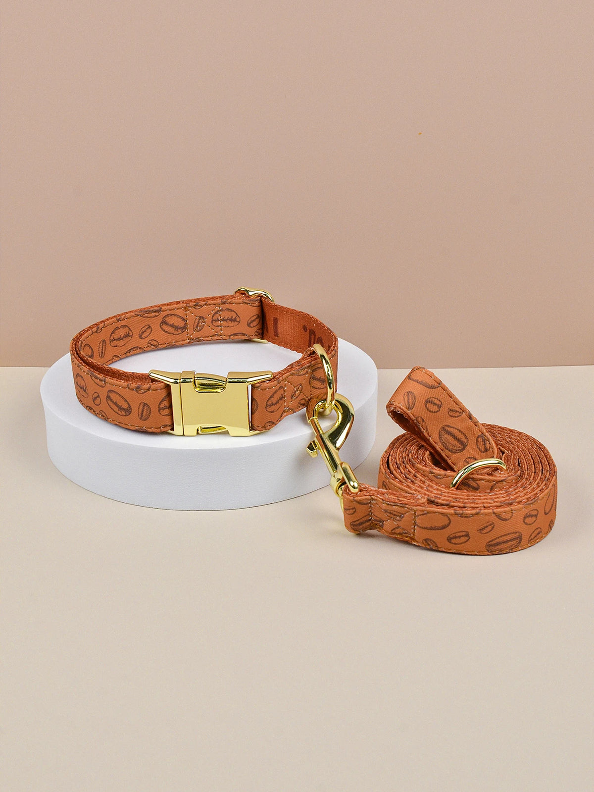 Brown Coffee Beans - Collar and Leash
