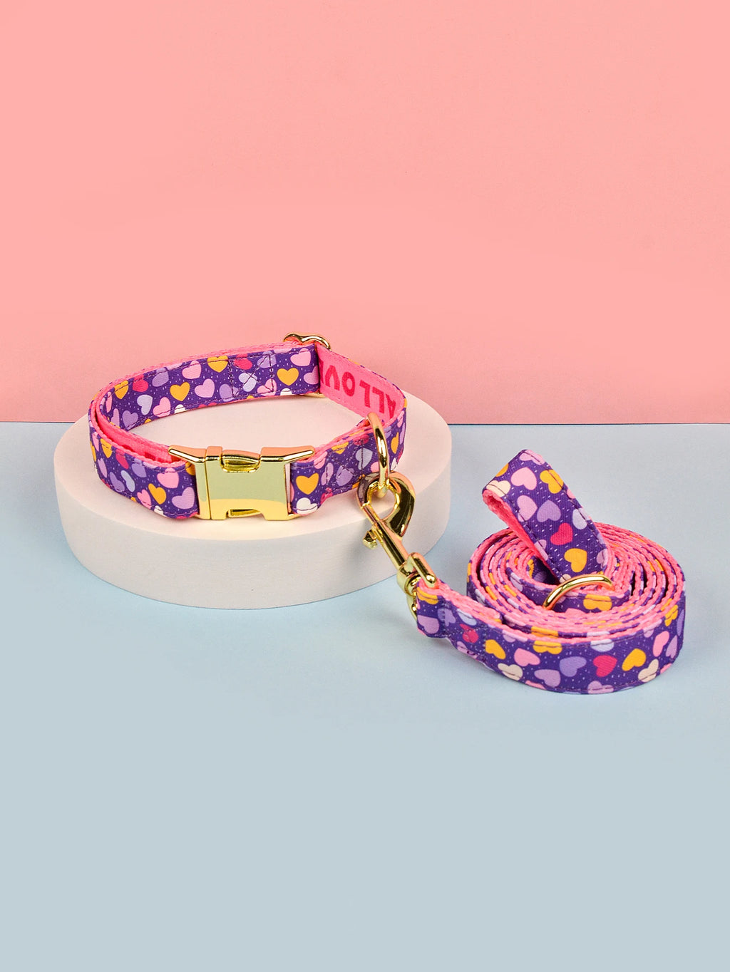 Purple Hearts - Collar and Leash