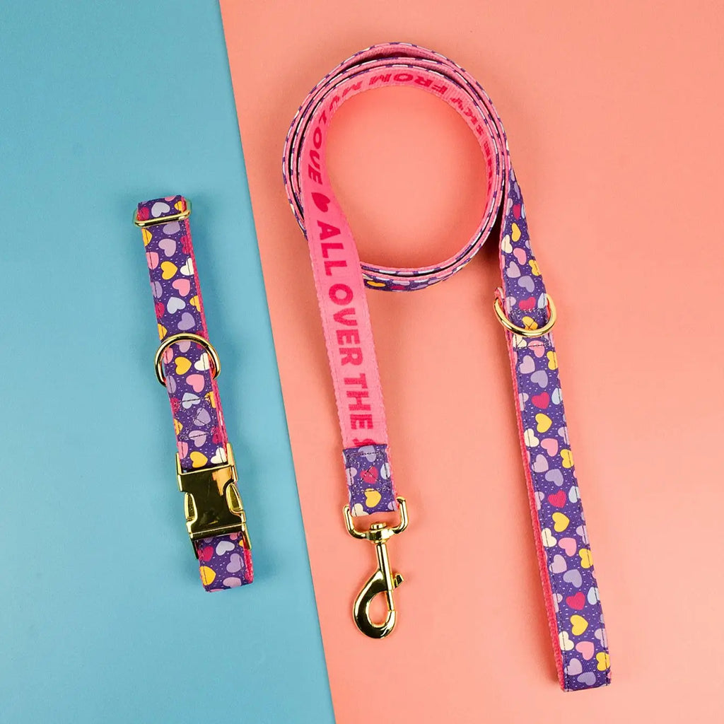 Purple Hearts - Collar and Leash